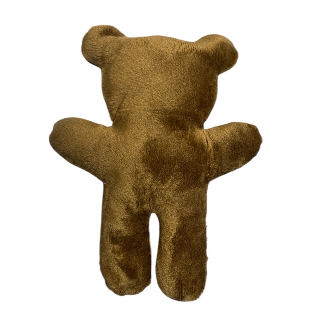 Hand Crafted Little Teddy Bear Brown and Yellow Embroidered Hearts Plush Toy - Picture 5 of 5
